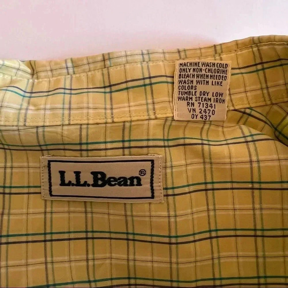 L.L. Bean vintage green & blue plaid long sleeve button down shirt size medium - Picture 6 of 12